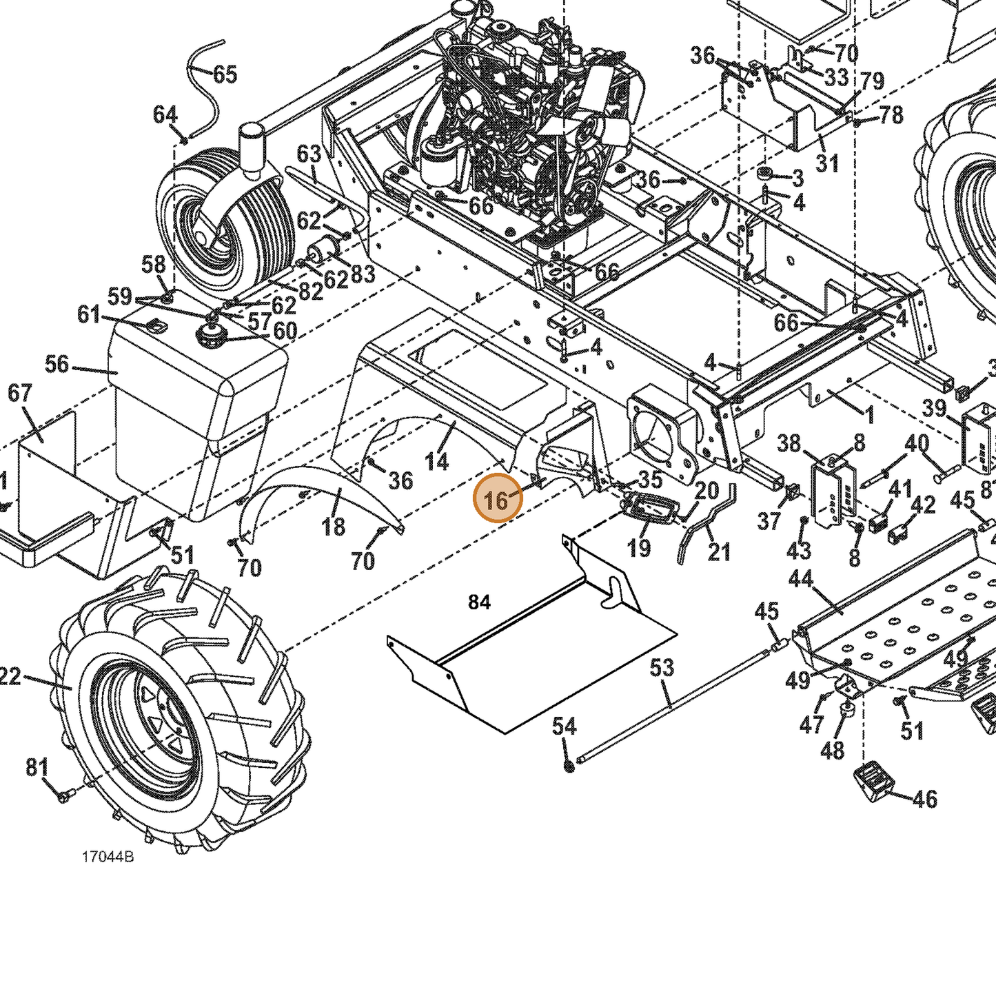 Grasshopper part 645243 — IPL diagram snippet (6x zoom, amber highlight)