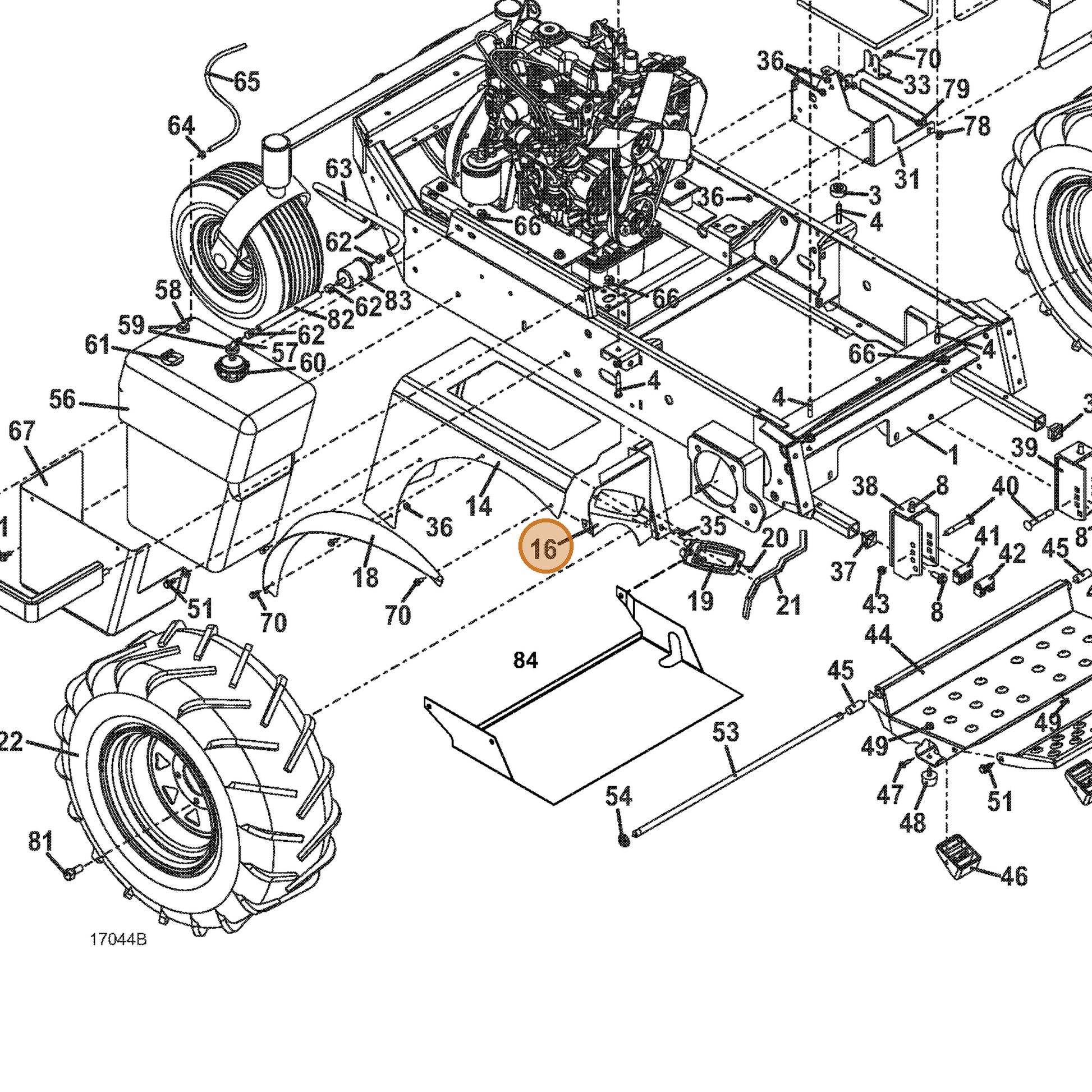 Grasshopper part 645243 — IPL diagram snippet (6x zoom, amber highlight)
