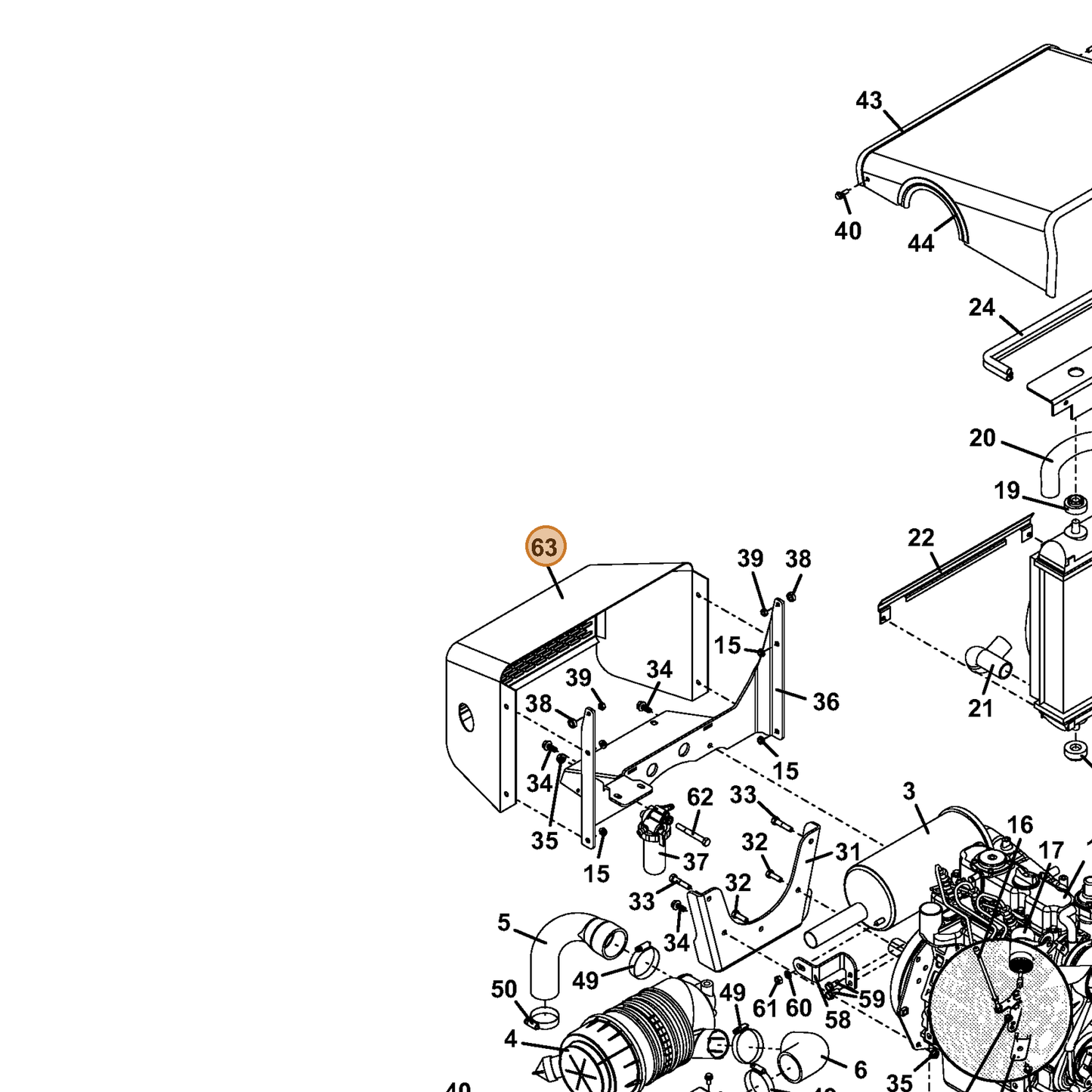 Grasshopper part 645307 — IPL diagram snippet (6x zoom, amber highlight)
