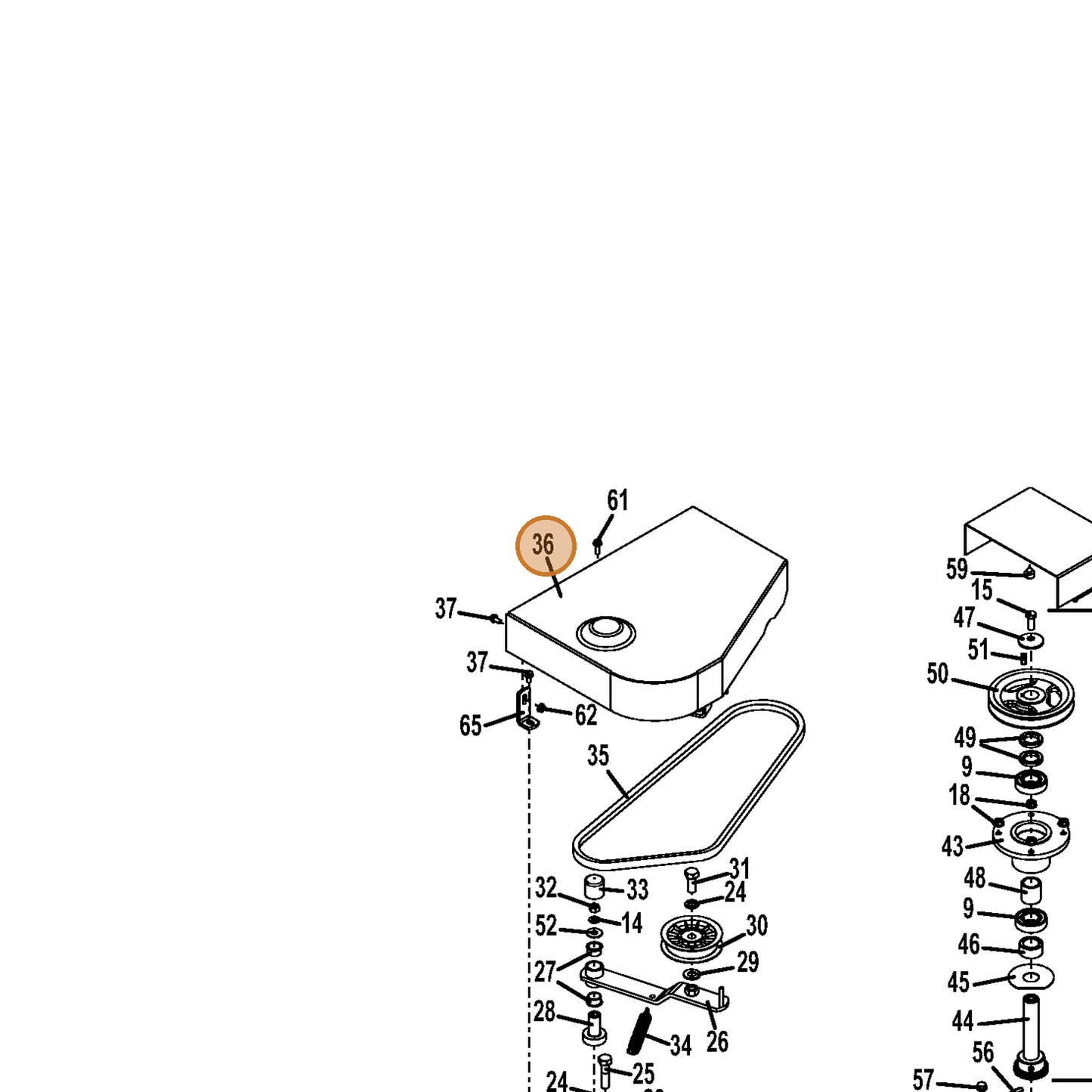 Grasshopper part 645308 — IPL diagram snippet (6x zoom, amber highlight)