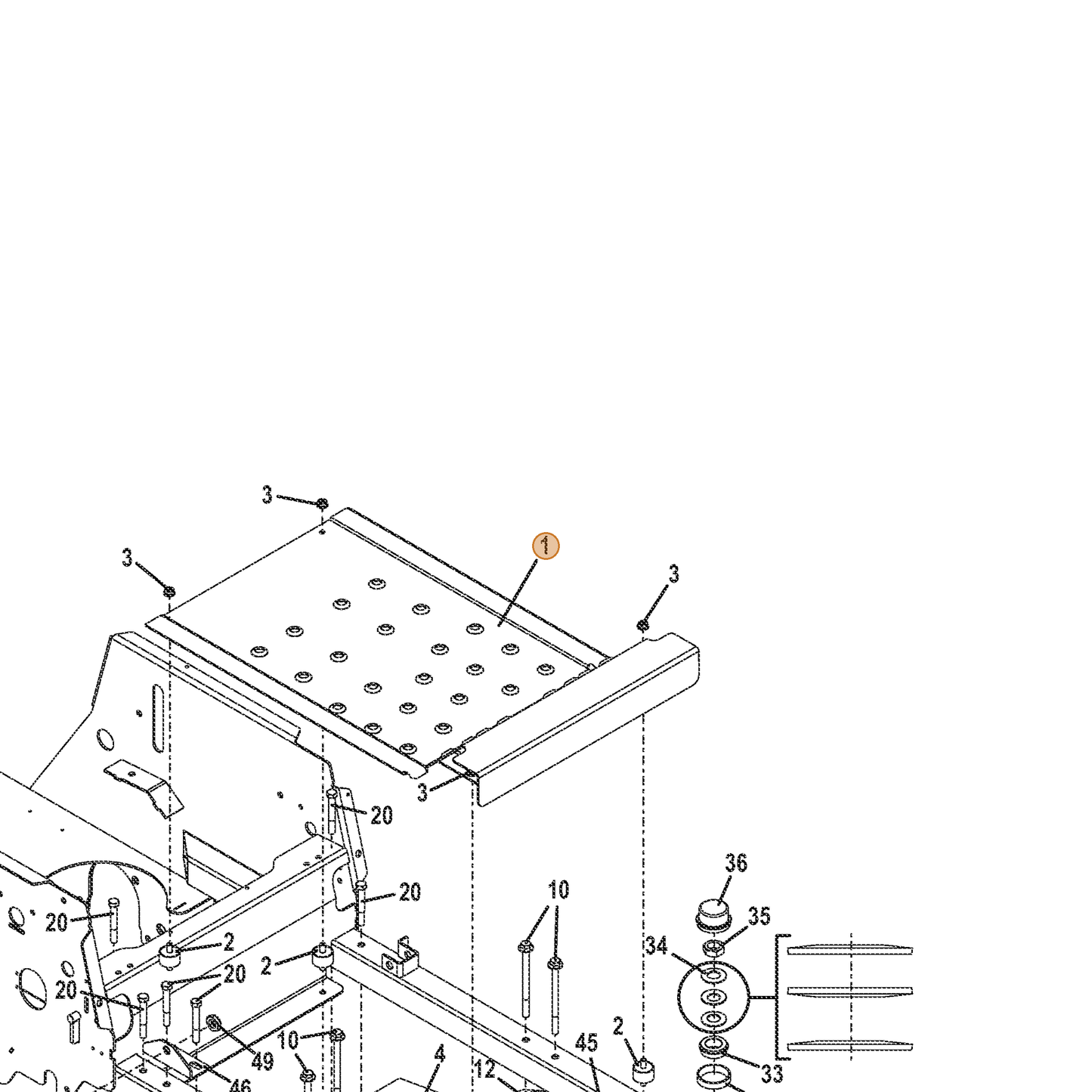 Grasshopper part 645317 — IPL diagram snippet (6x zoom, amber highlight)