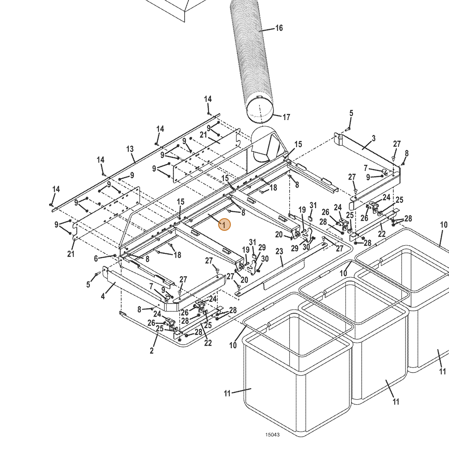 Grasshopper part 645325 — IPL diagram snippet (6x zoom, amber highlight)