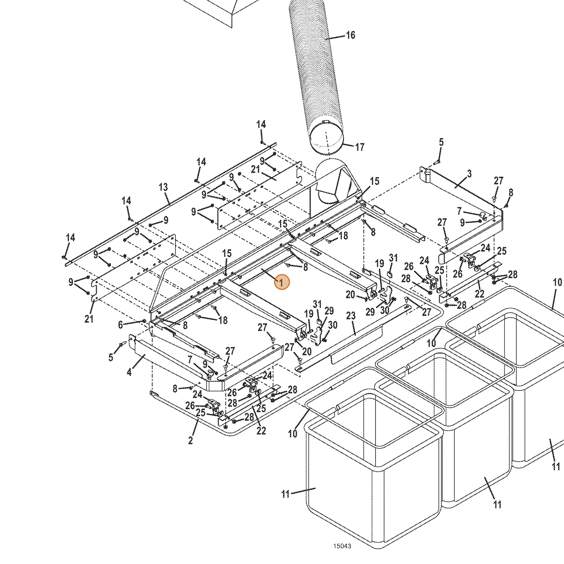 Grasshopper part 645325 — IPL diagram snippet (6x zoom, amber highlight)