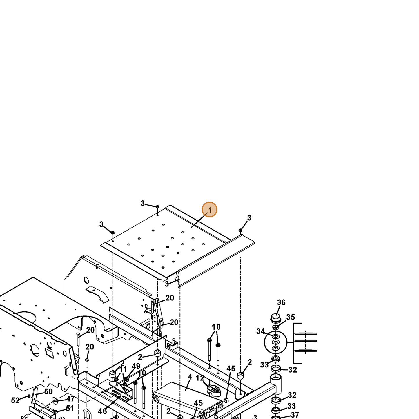 Grasshopper part 645340 — IPL diagram snippet (6x zoom, amber highlight)