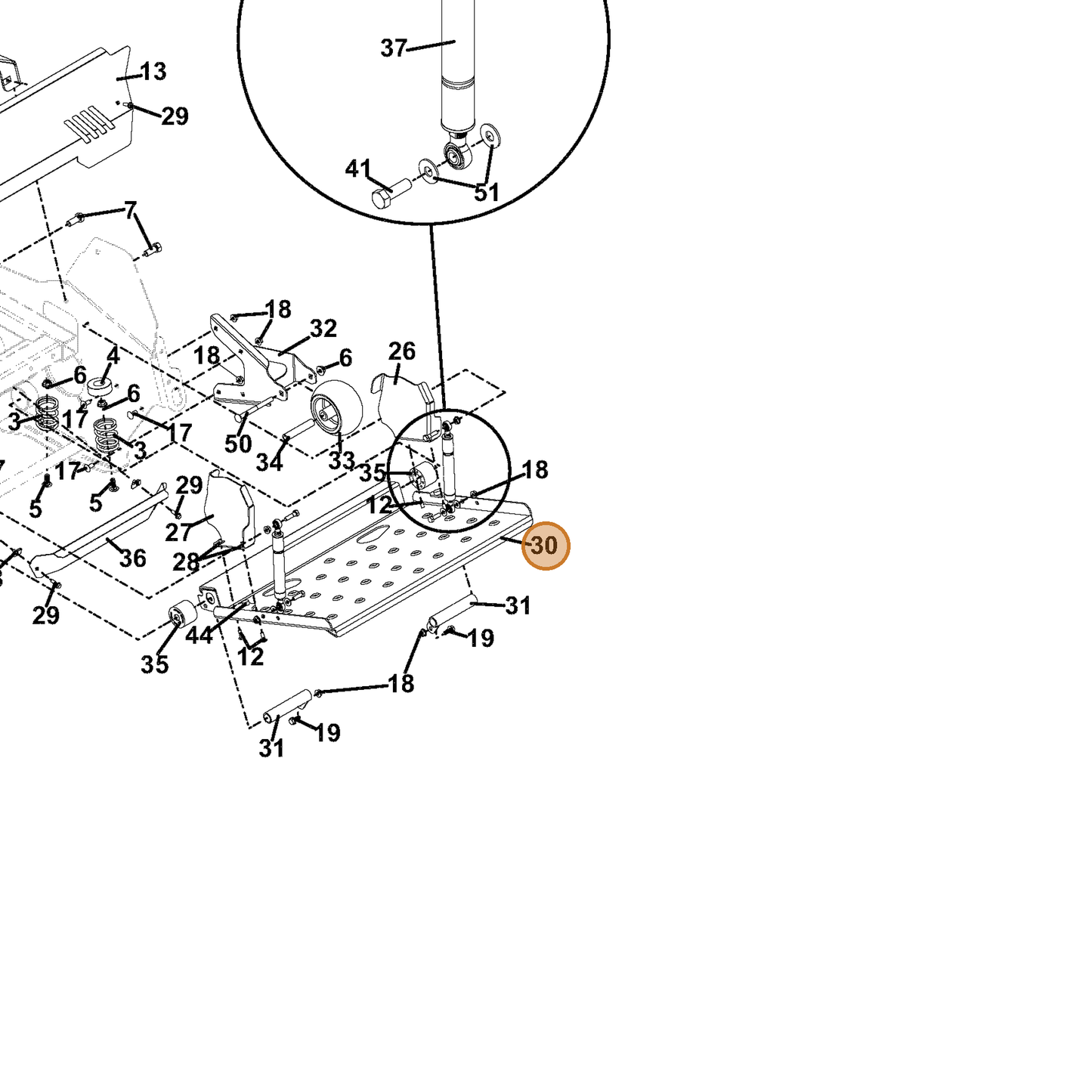Grasshopper part 645342 — IPL diagram snippet (6x zoom, amber highlight)