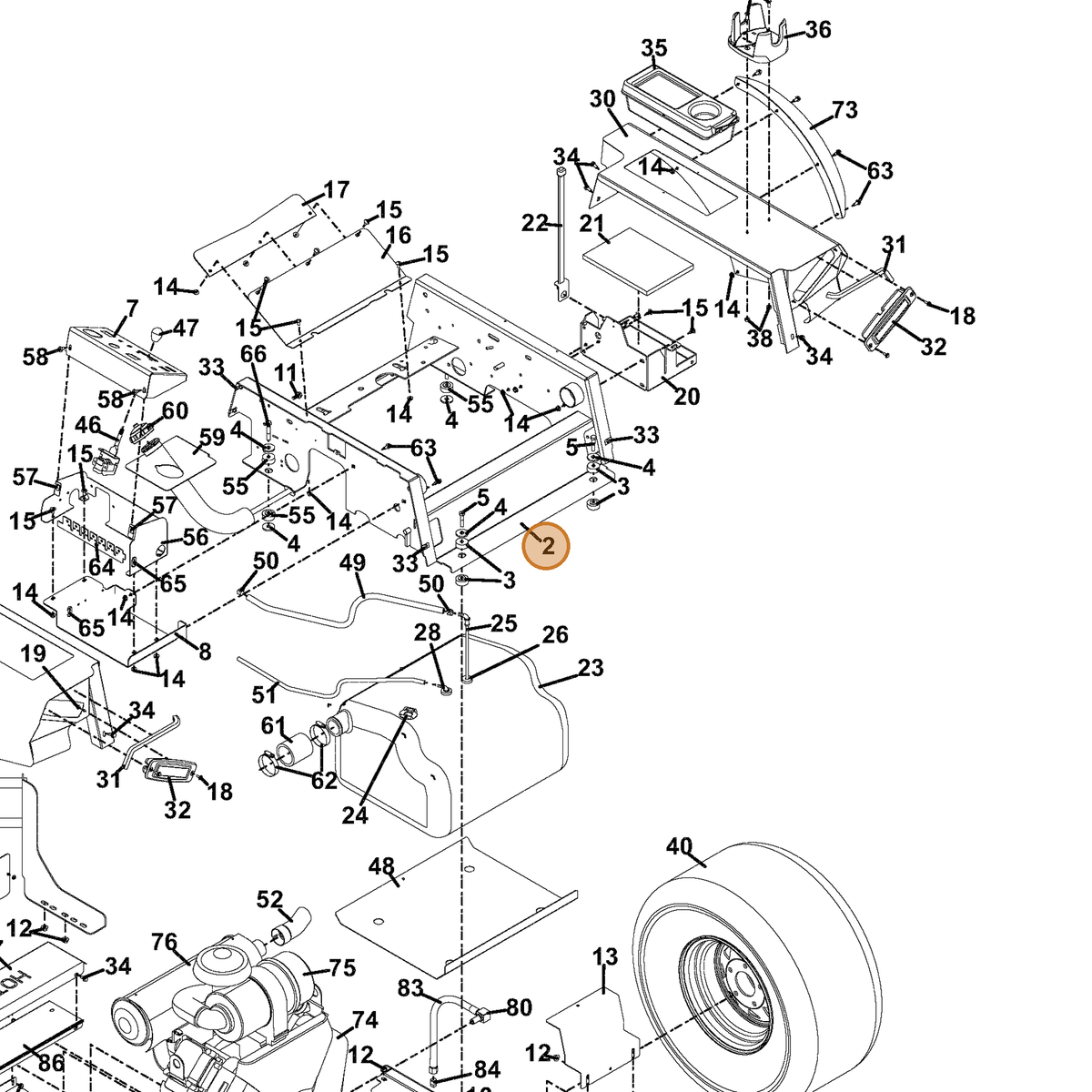 Grasshopper part 645366 — IPL diagram snippet (6x zoom, amber highlight)