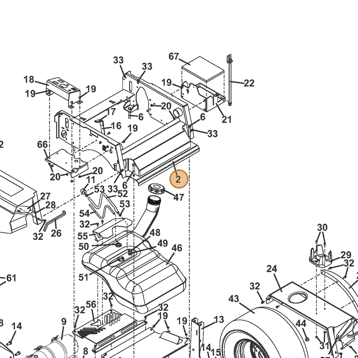 Grasshopper part 645371 — IPL diagram snippet (6x zoom, amber highlight)