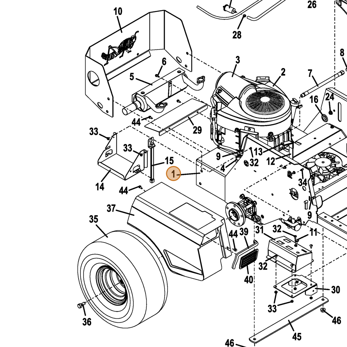 Grasshopper part 645375 — IPL diagram snippet (6x zoom, amber highlight)