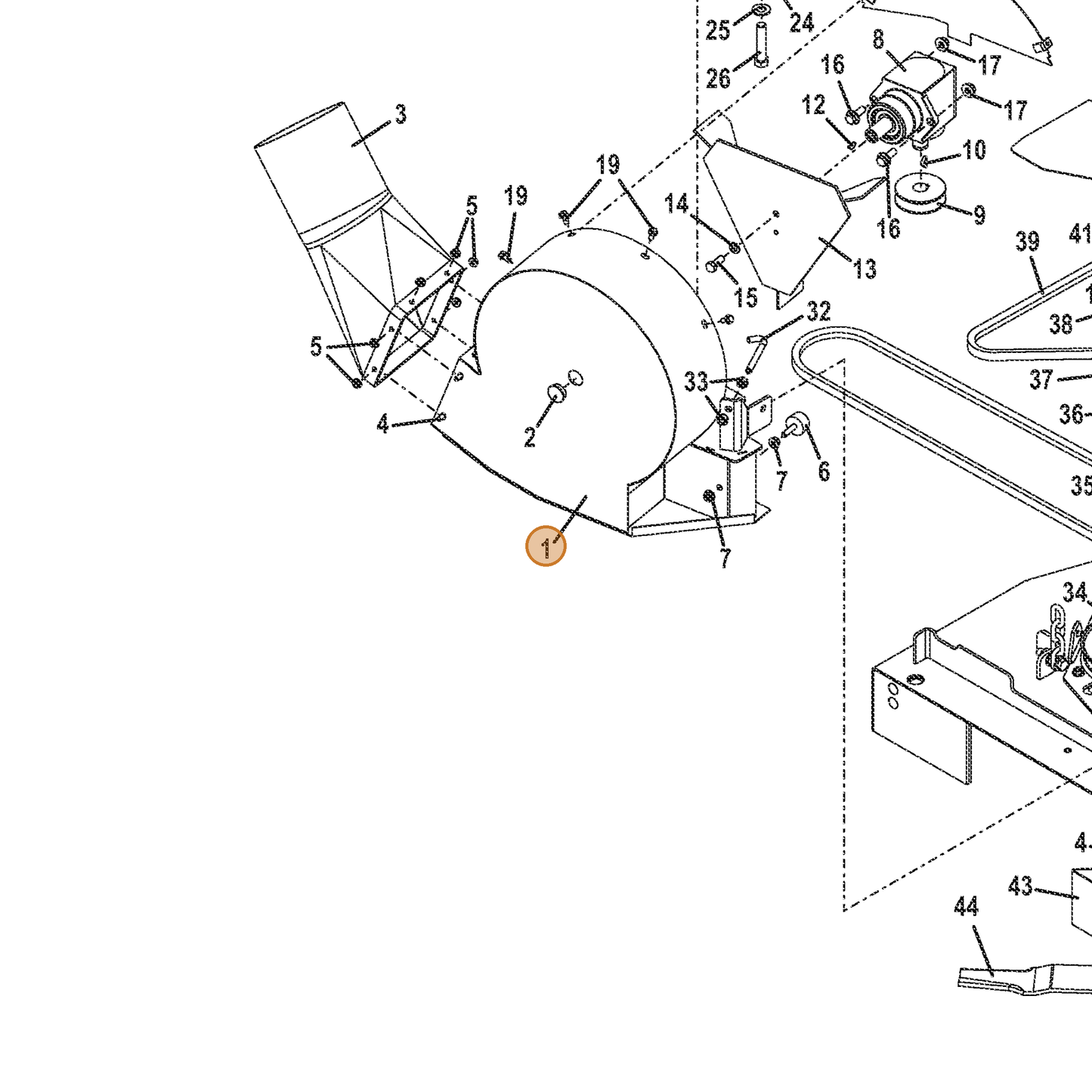 Grasshopper part 645418 — IPL diagram snippet (6x zoom, amber highlight)