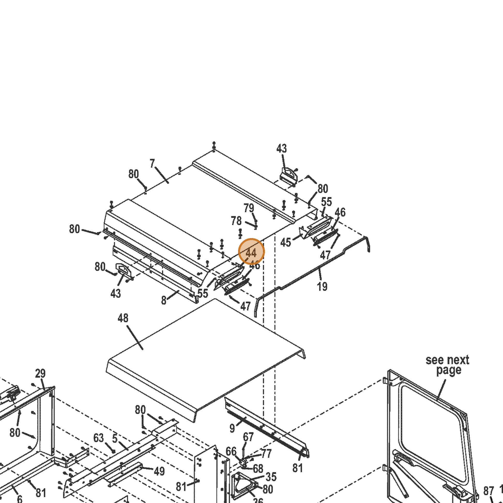 Grasshopper part 645528 — IPL diagram snippet (6x zoom, amber highlight)