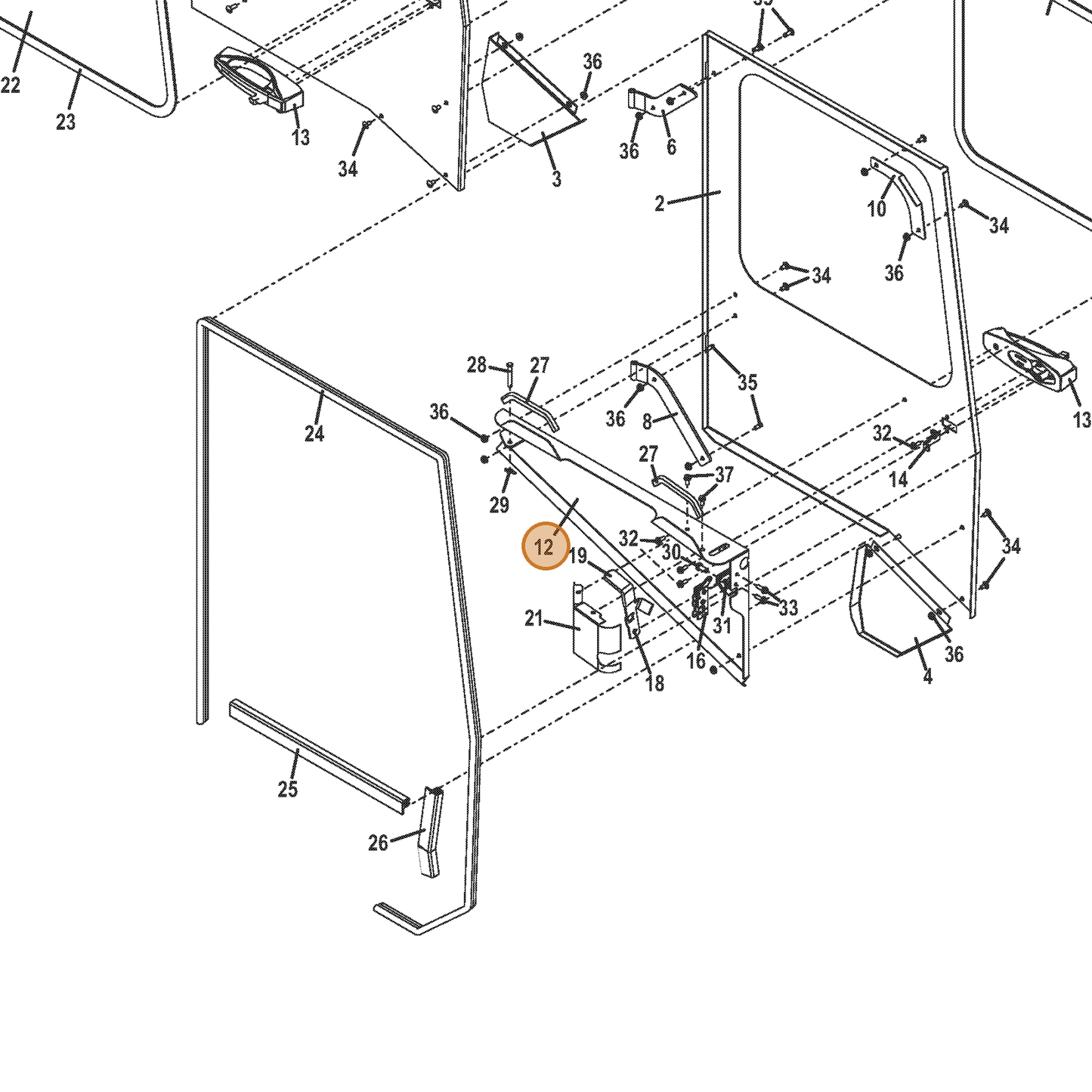 Grasshopper part 645541 — IPL diagram snippet (6x zoom, amber highlight)