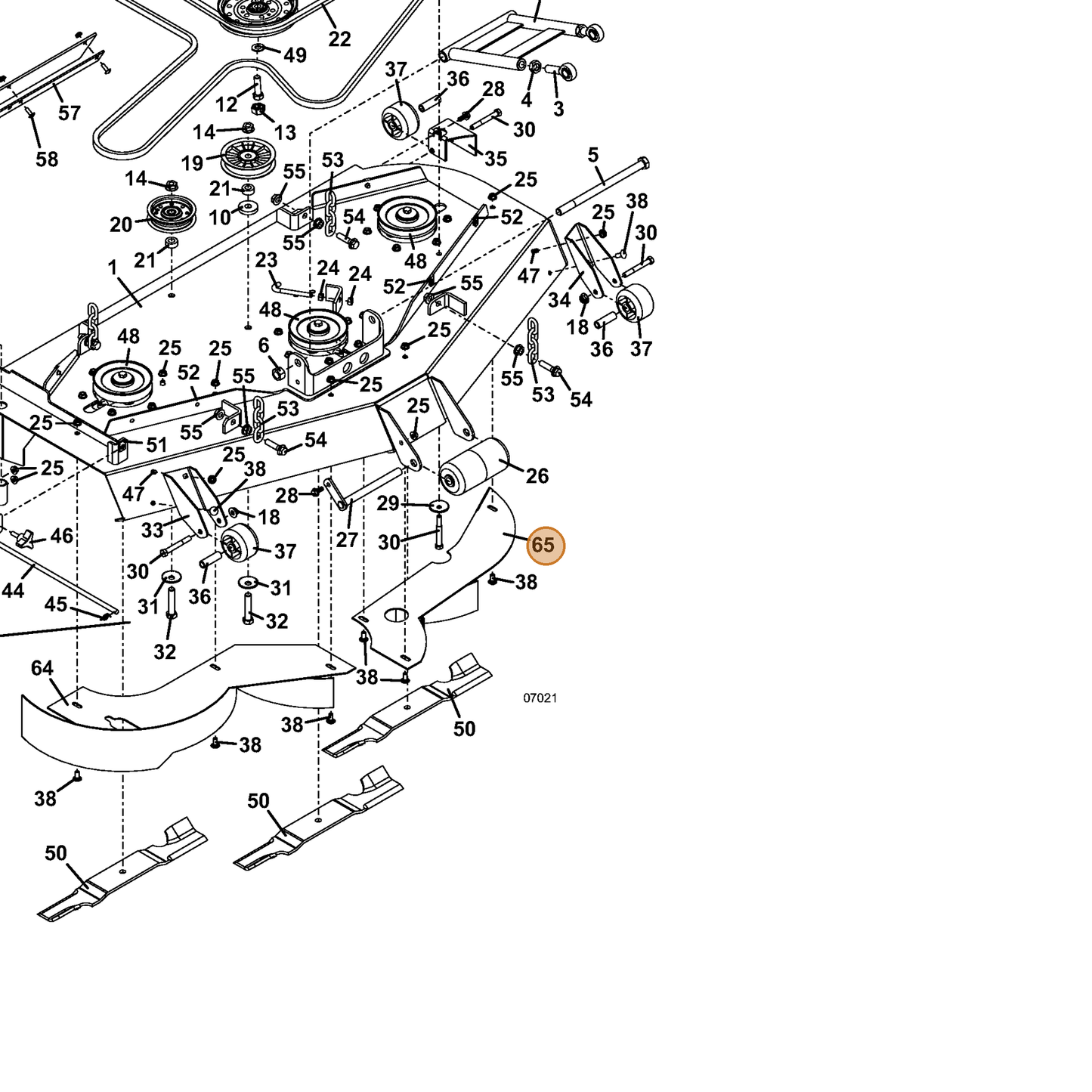 Grasshopper part 645551 — IPL diagram snippet (6x zoom, amber highlight)