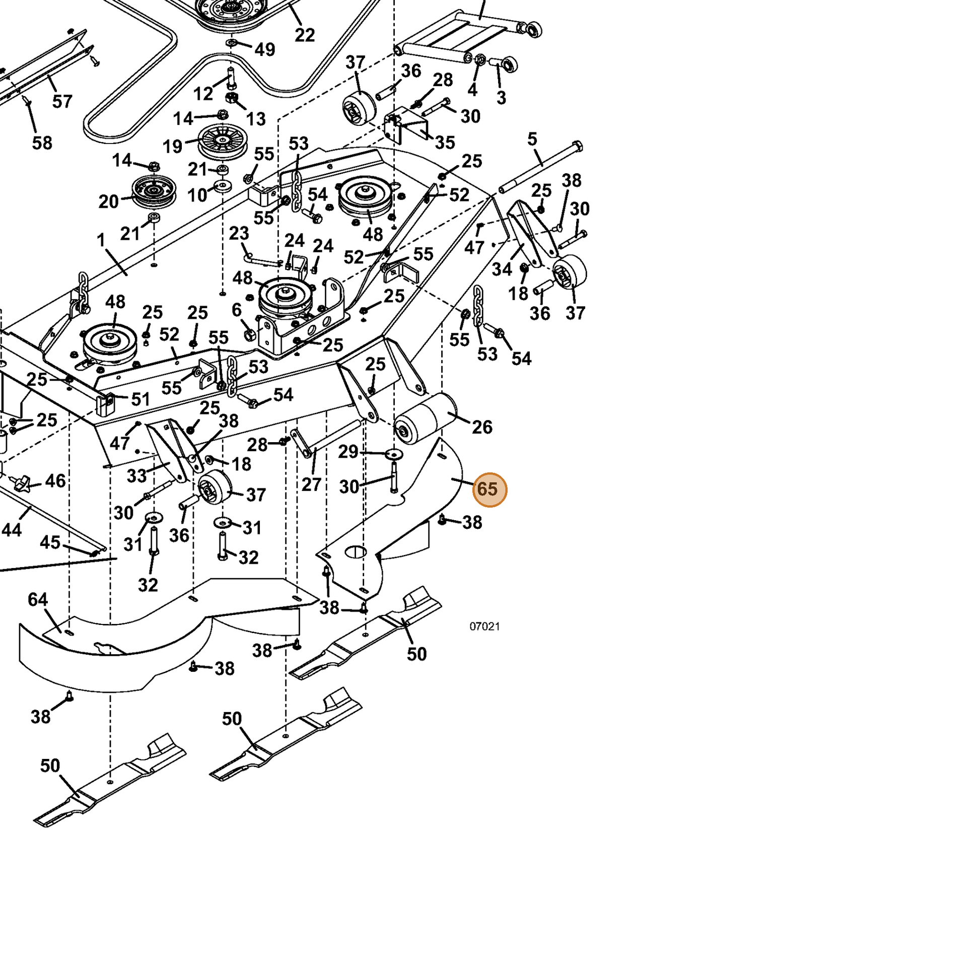 Grasshopper part 645551 — IPL diagram snippet (6x zoom, amber highlight)