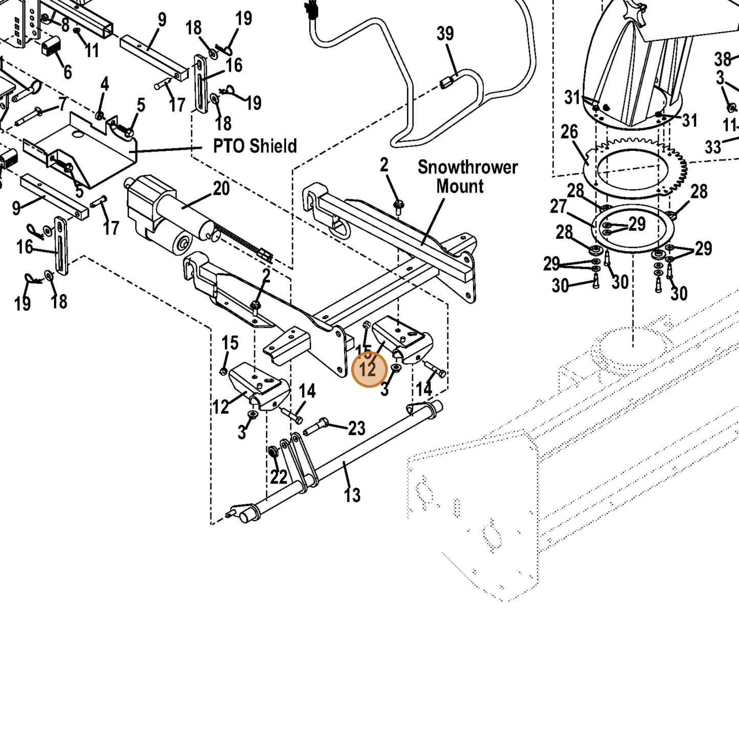 Grasshopper part 645553 — IPL diagram snippet (6x zoom, amber highlight)