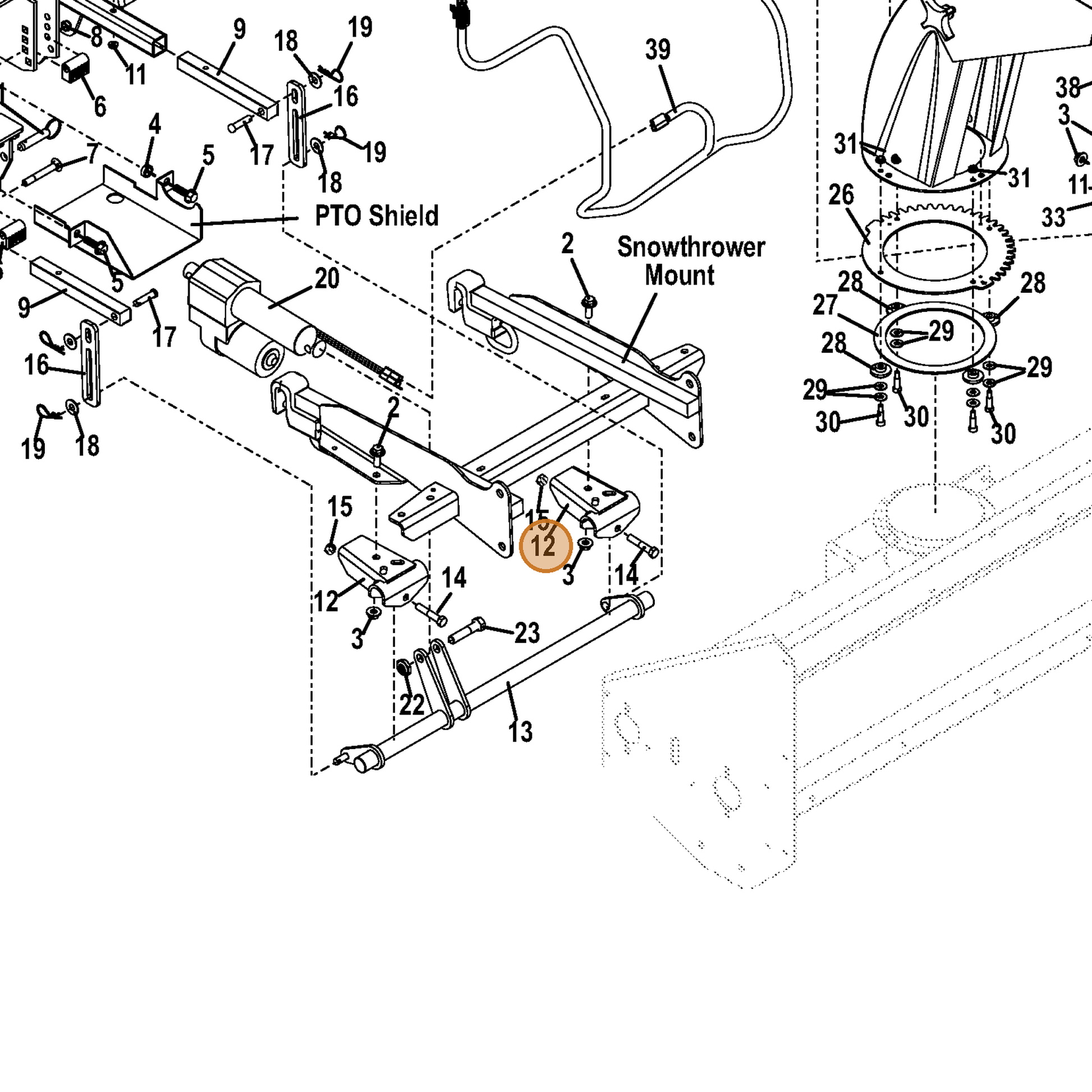 Grasshopper part 645553 — IPL diagram snippet (6x zoom, amber highlight)