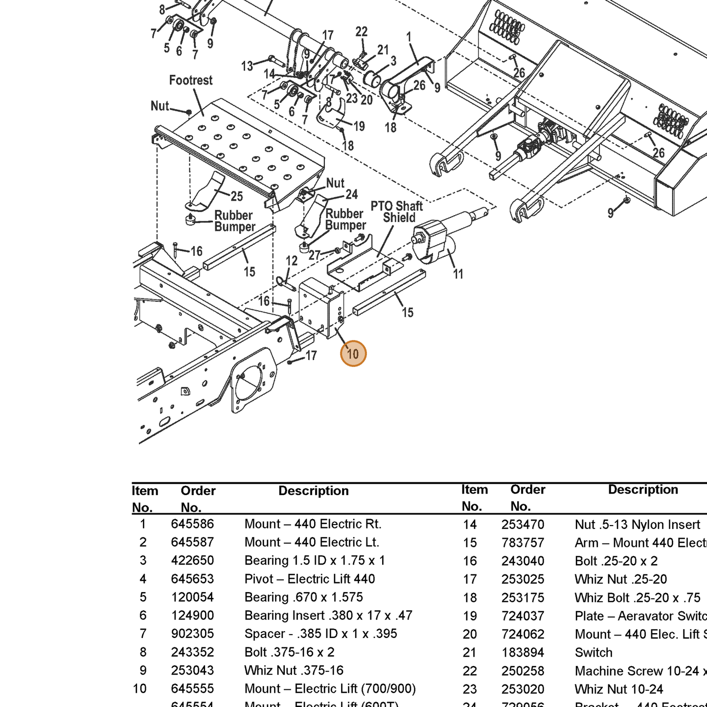 Grasshopper part 645554 — IPL diagram snippet (6x zoom, amber highlight)