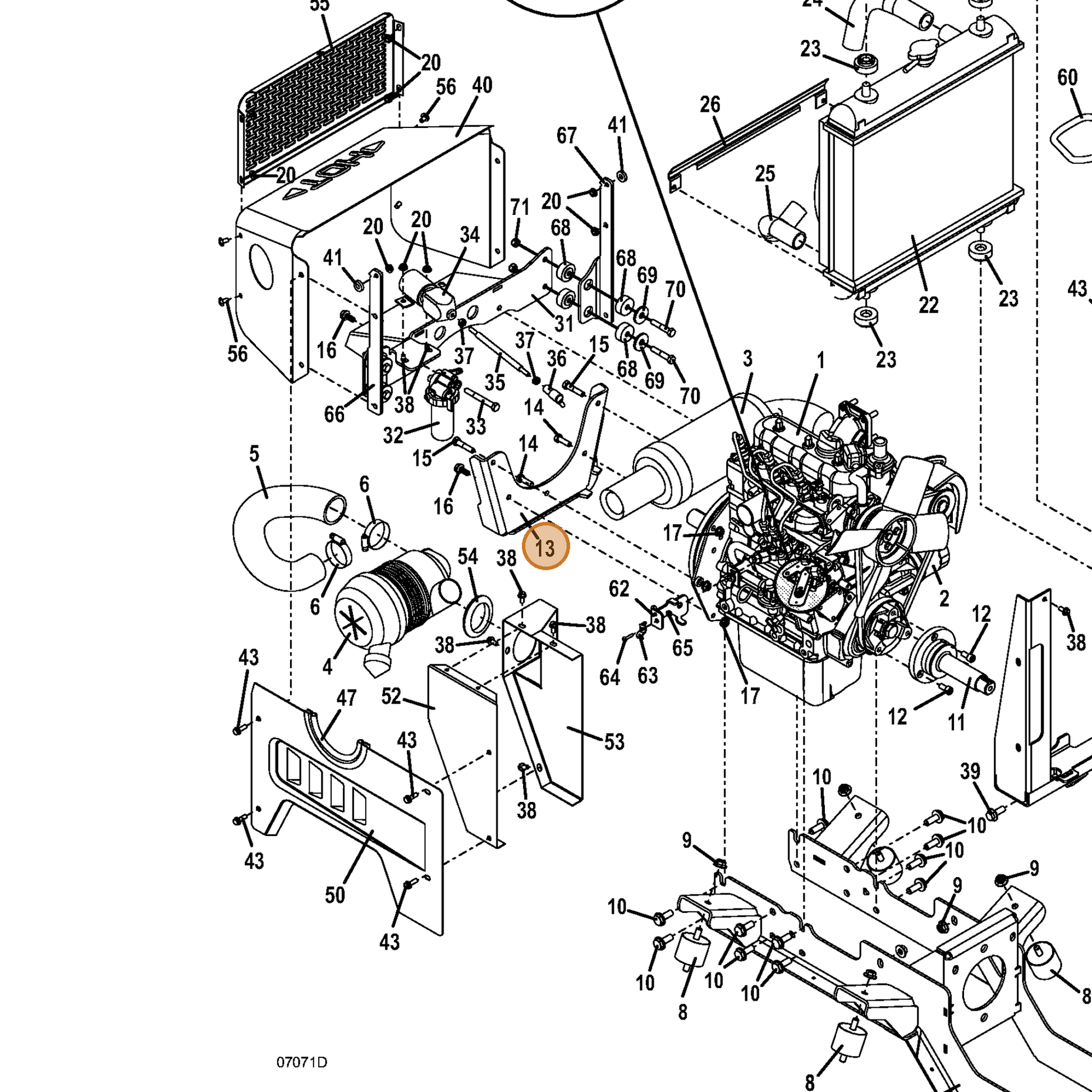 Grasshopper part 645566 — IPL diagram snippet (6x zoom, amber highlight)