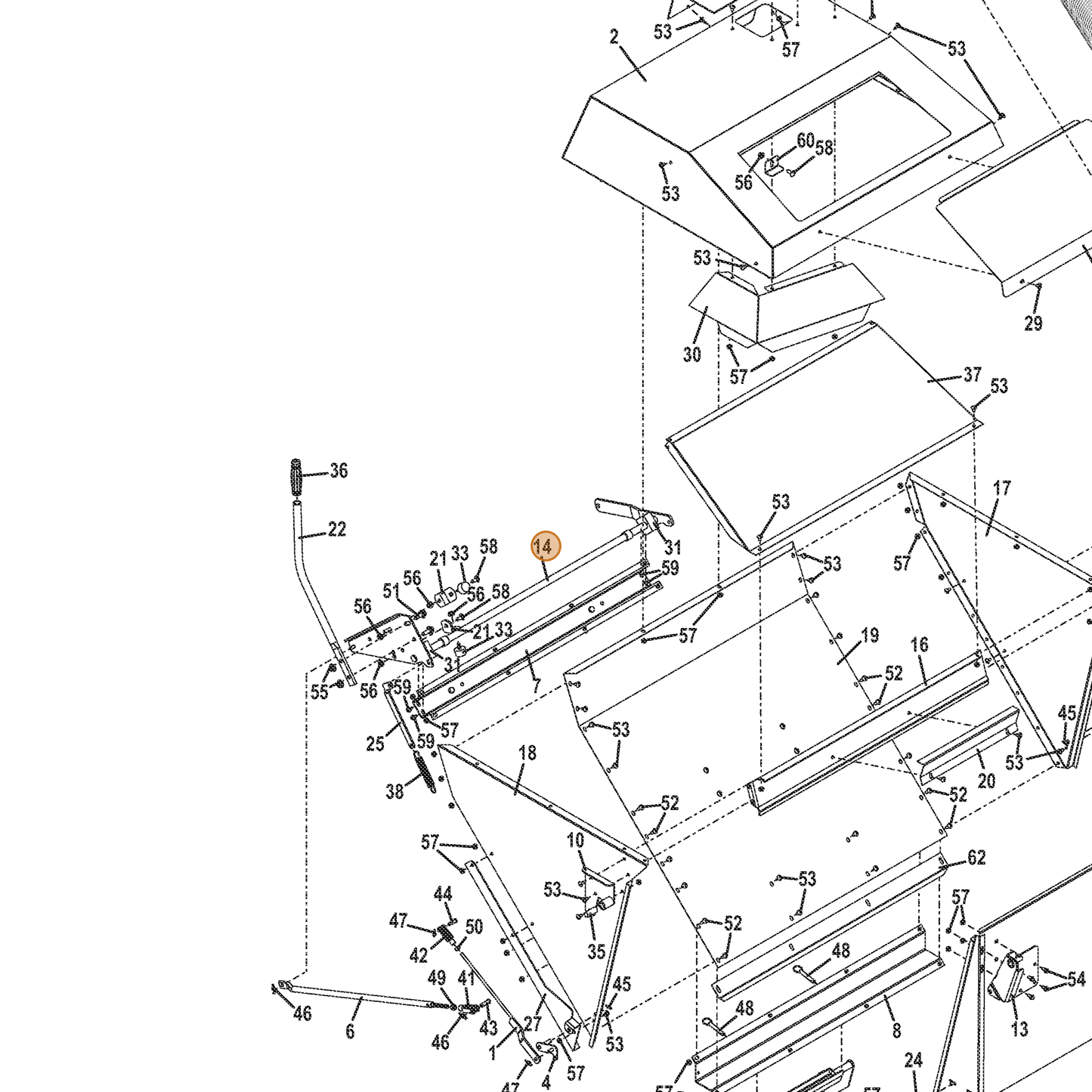 Grasshopper part 645571 — IPL diagram snippet (6x zoom, amber highlight)