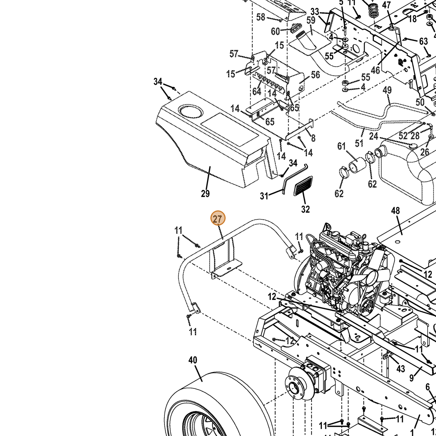 Grasshopper part 645572 — IPL diagram snippet (6x zoom, amber highlight)