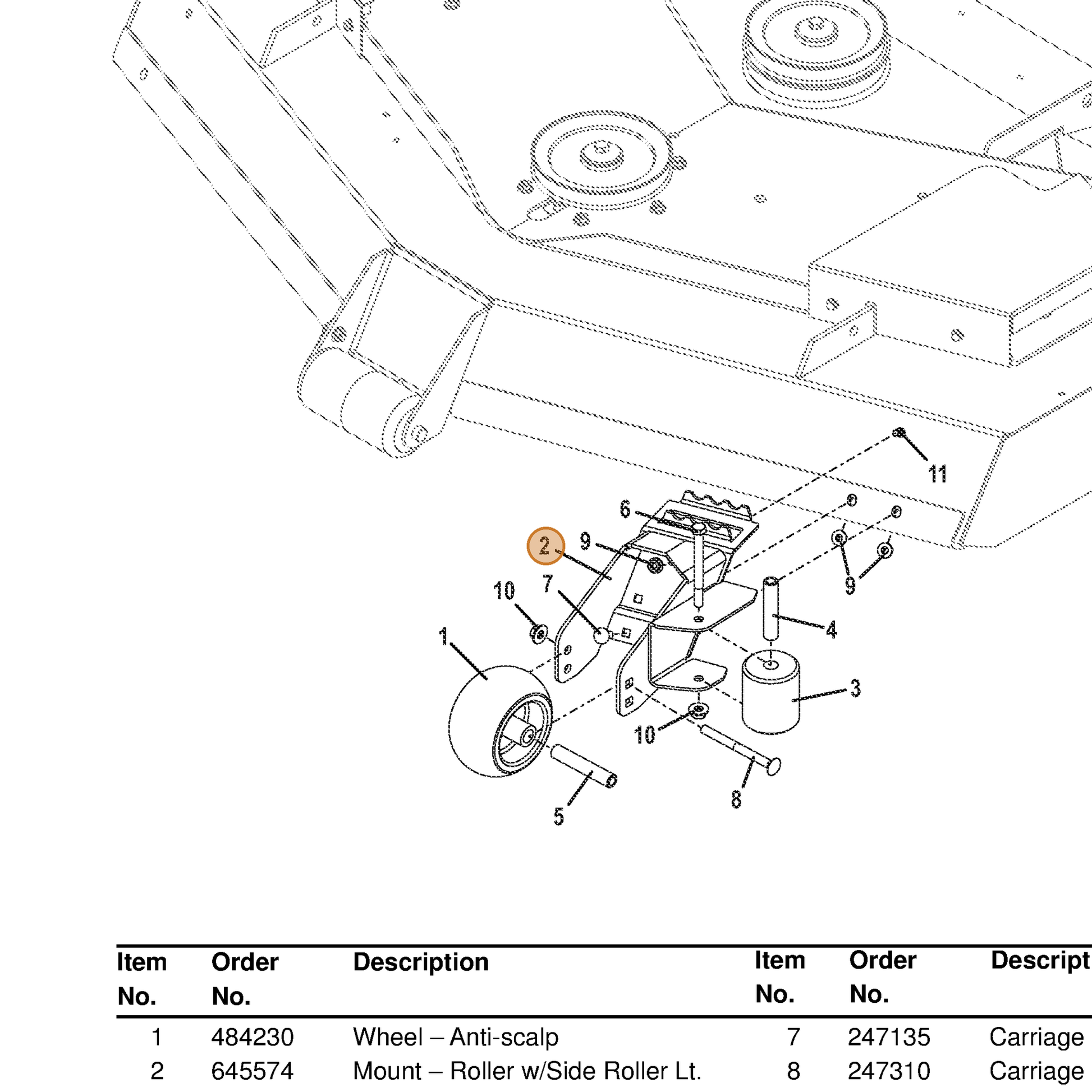 Grasshopper part 645574 — IPL diagram snippet (6x zoom, amber highlight)
