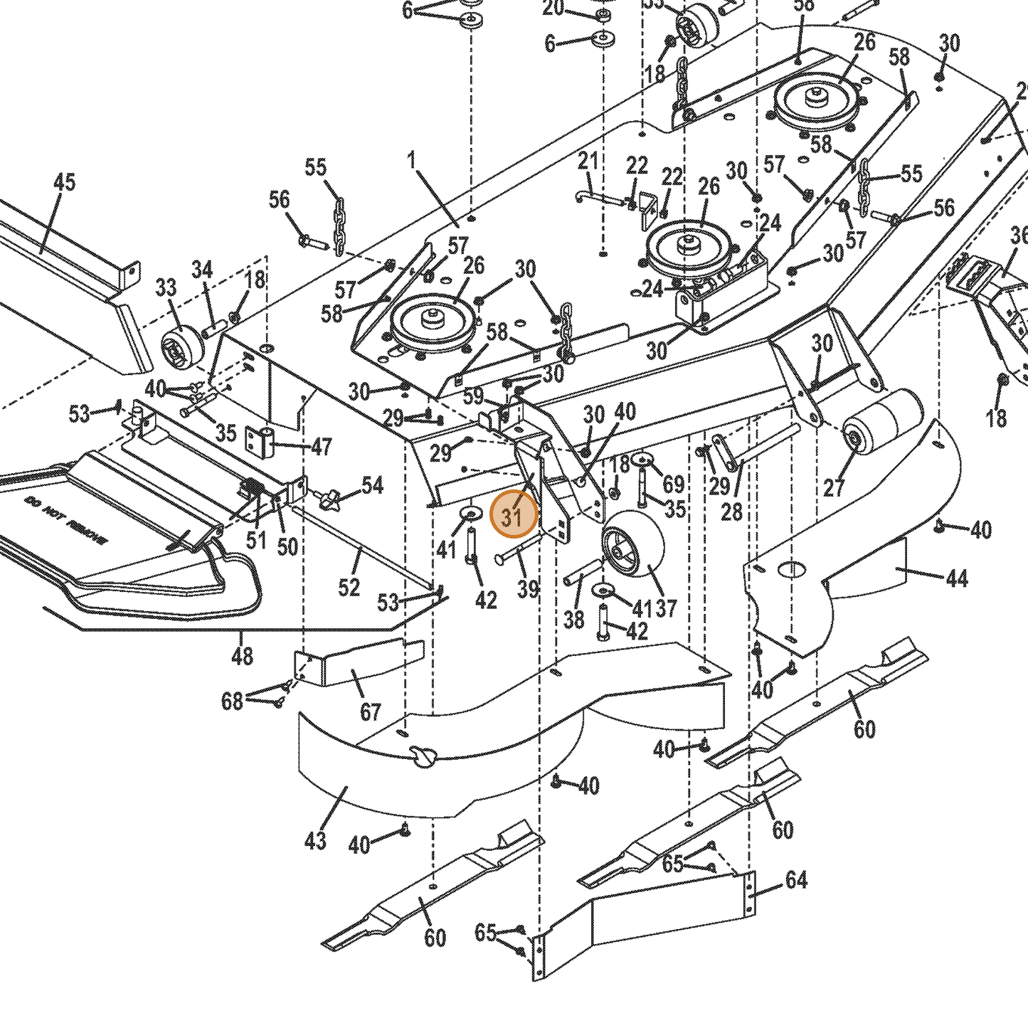 Grasshopper part 645576 — IPL diagram snippet (6x zoom, amber highlight)