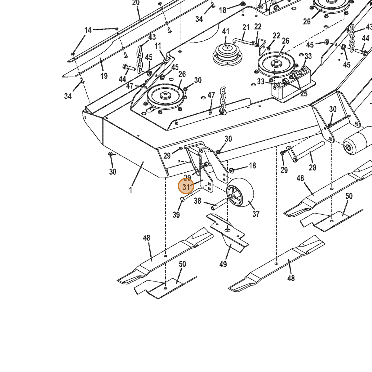 Grasshopper part 645581 — IPL diagram snippet (6x zoom, amber highlight)