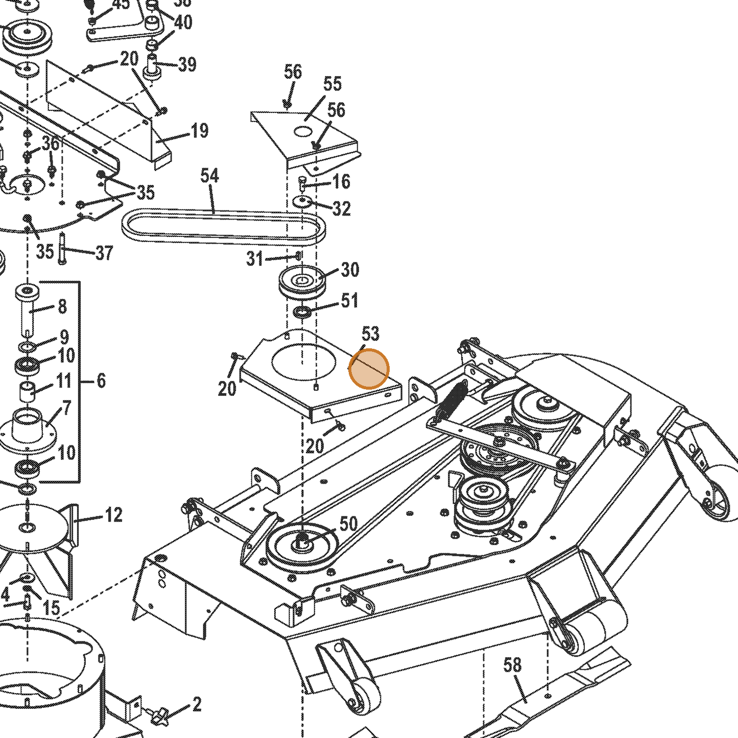 Grasshopper part 645584 — IPL diagram snippet (6x zoom, amber highlight)