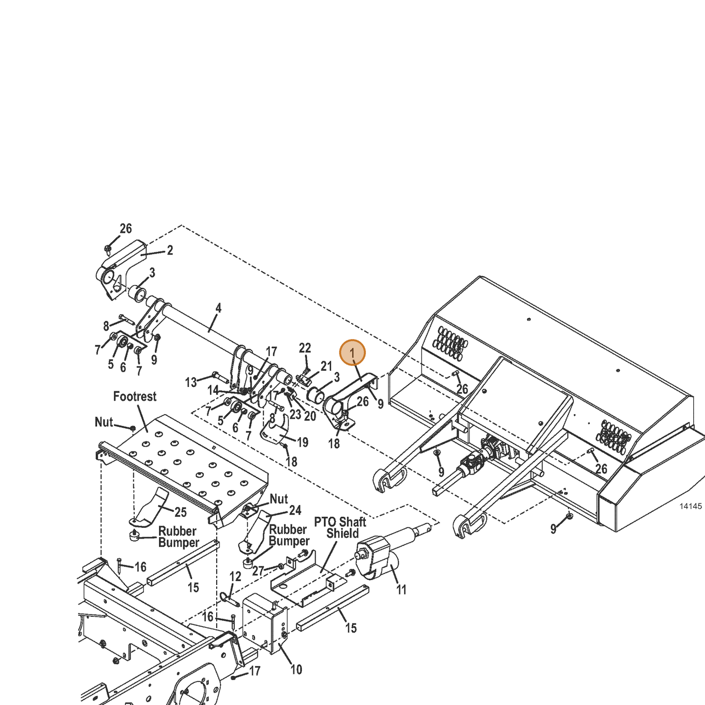 Grasshopper part 645586 — IPL diagram snippet (6x zoom, amber highlight)