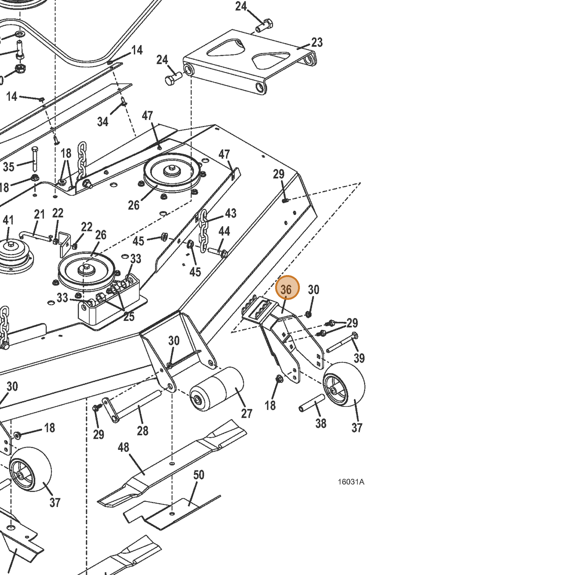 Grasshopper part 645589 — IPL diagram snippet (6x zoom, amber highlight)