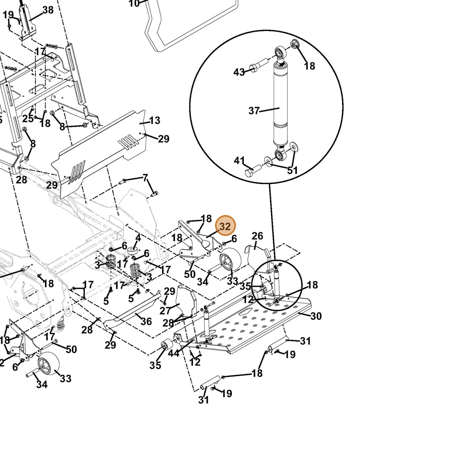 Grasshopper part 645591 — IPL diagram snippet (6x zoom, amber highlight)