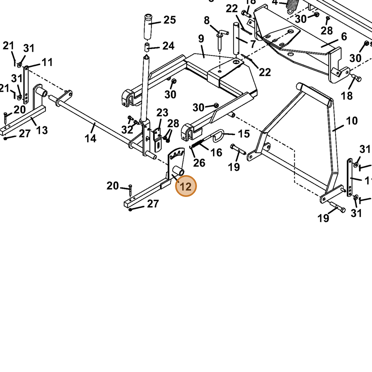 Grasshopper part 645592 — IPL diagram snippet (6x zoom, amber highlight)