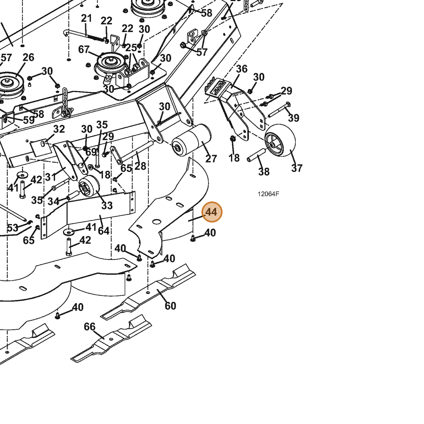 Grasshopper part 645601 — IPL diagram snippet (6x zoom, amber highlight)