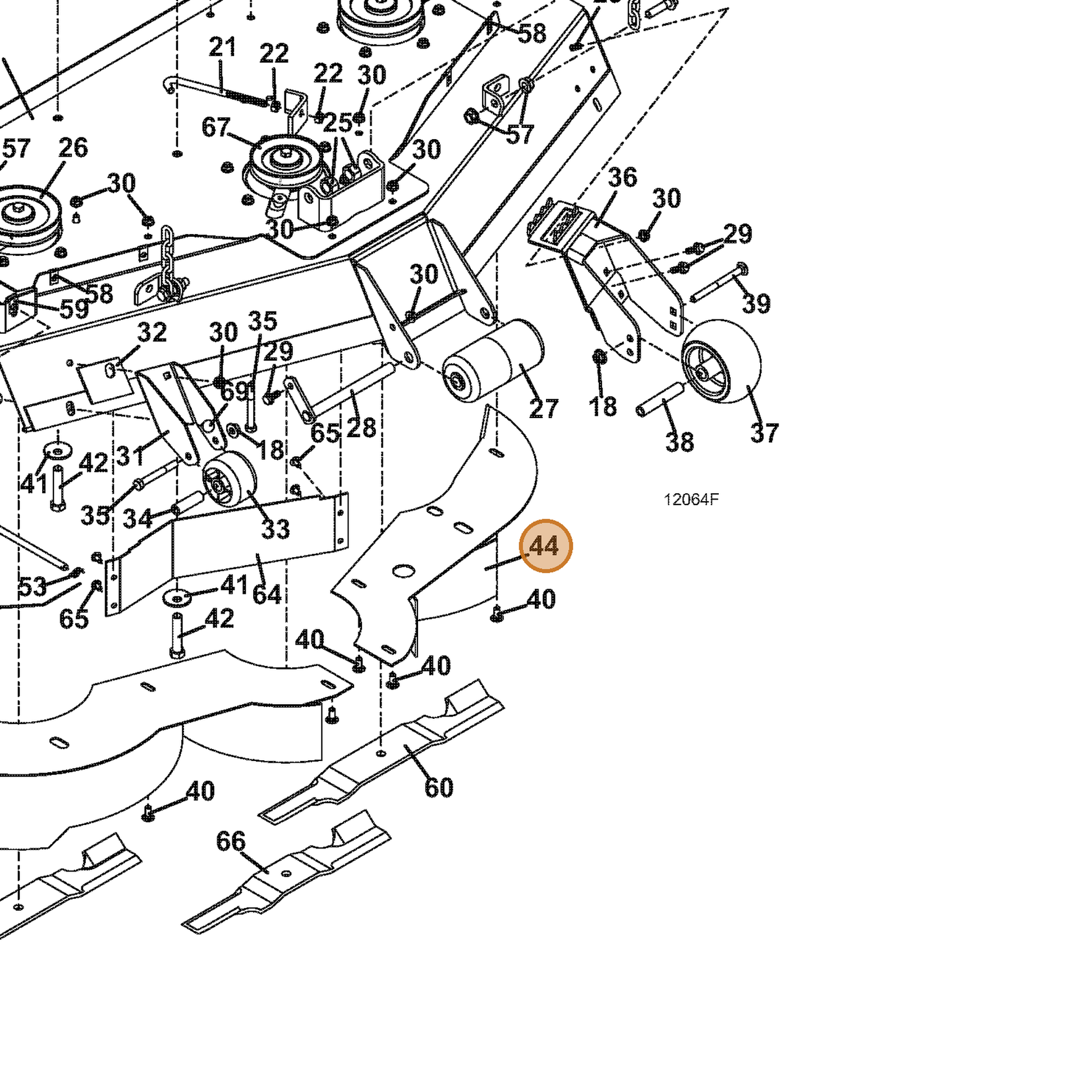 Grasshopper part 645601 — IPL diagram snippet (6x zoom, amber highlight)