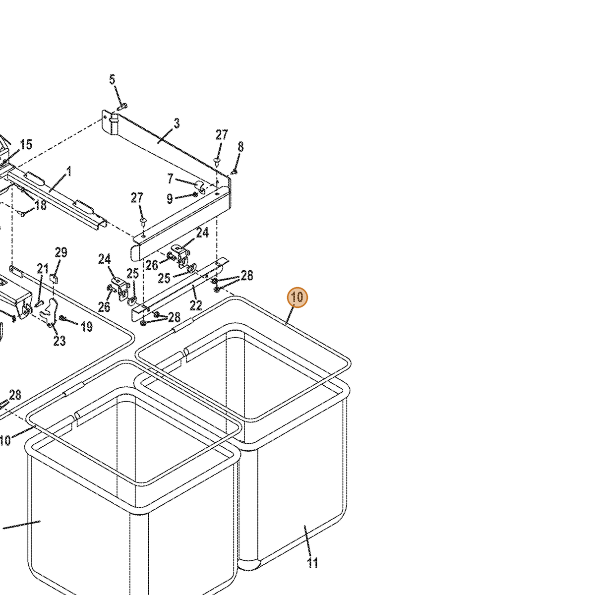 Grasshopper part 645723 — IPL diagram snippet (6x zoom, amber highlight)