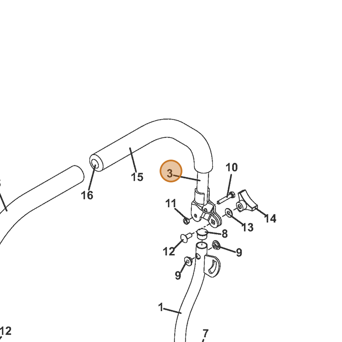 Grasshopper part 645744 — IPL diagram snippet (6x zoom, amber highlight)