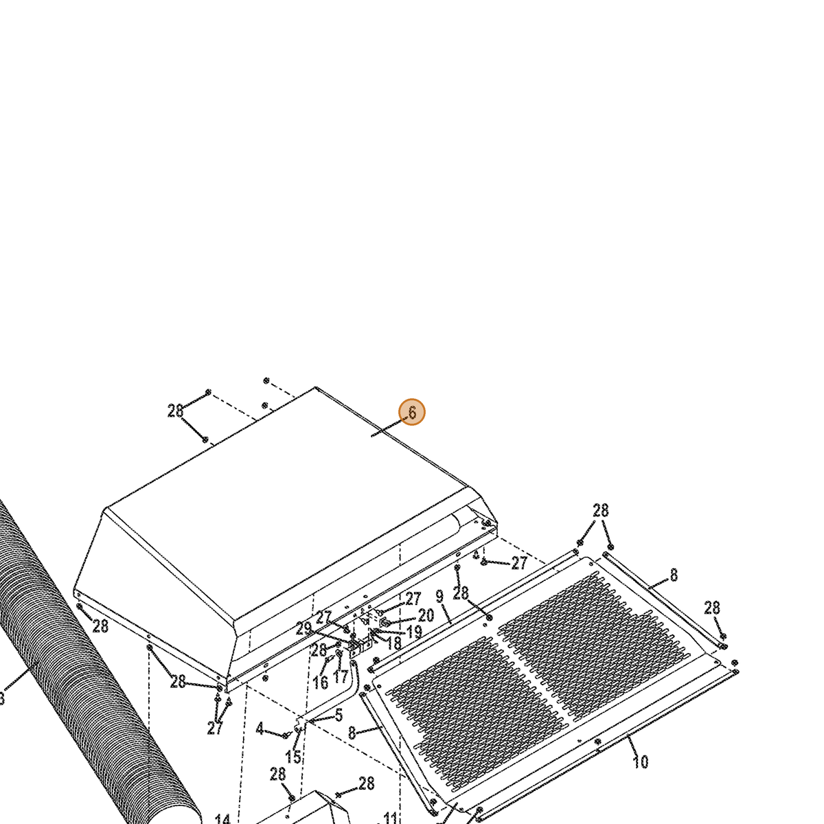 Grasshopper part 645830 — IPL diagram snippet (6x zoom, amber highlight)