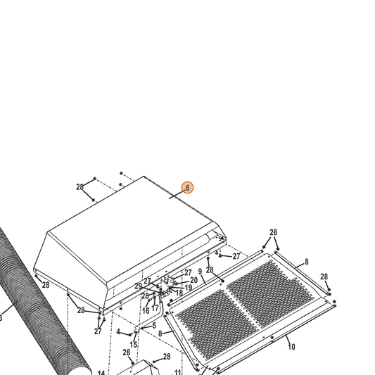 Grasshopper part 645830 — IPL diagram snippet (6x zoom, amber highlight)