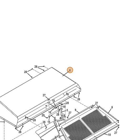 Grasshopper part 645835 — IPL diagram snippet (6x zoom, amber highlight)