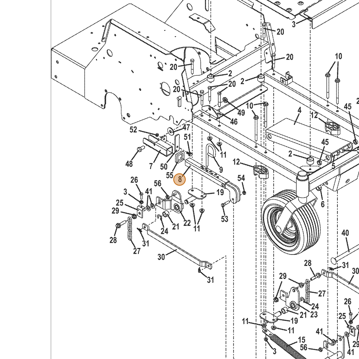 Grasshopper part 645845 — IPL diagram snippet (6x zoom, amber highlight)