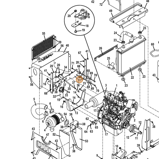Grasshopper part 645851 — IPL diagram snippet (6x zoom, amber highlight)