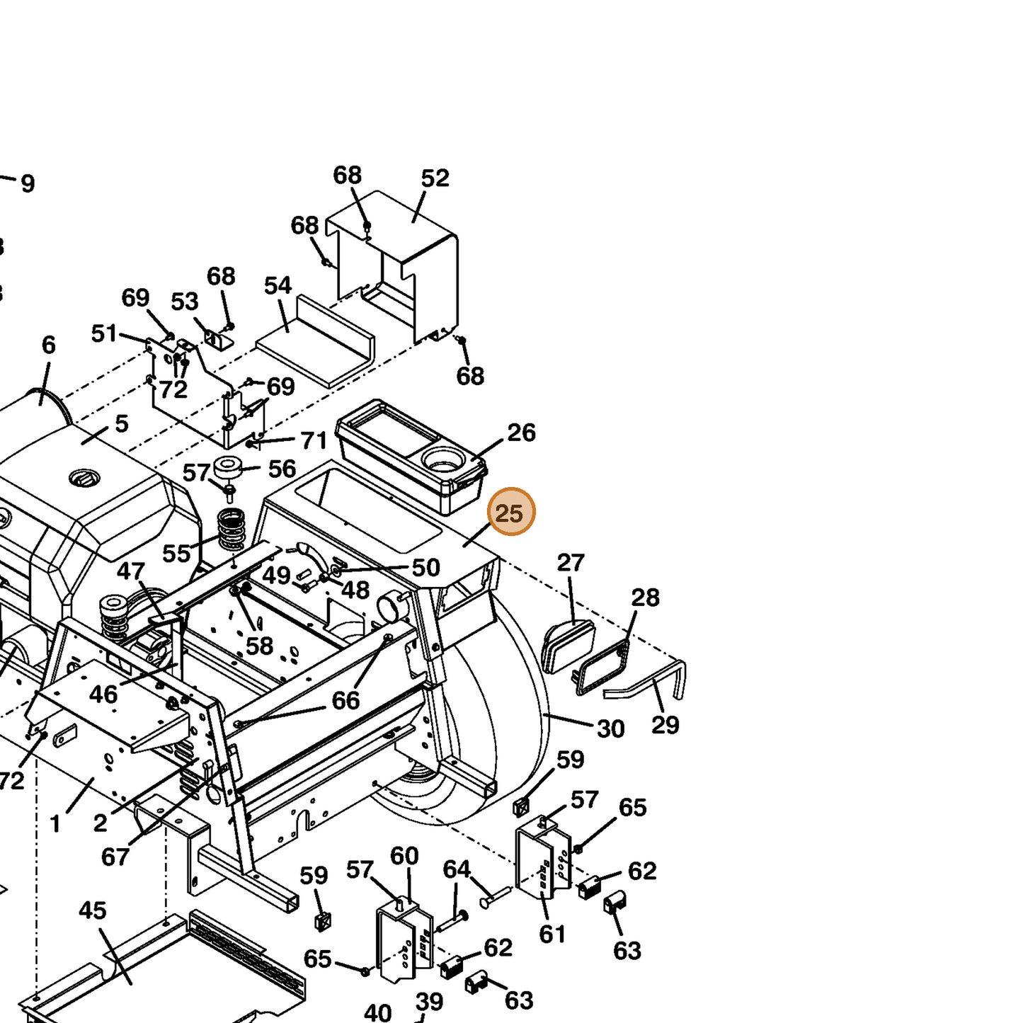 Grasshopper part 693201 — IPL diagram snippet (6x zoom, amber highlight)