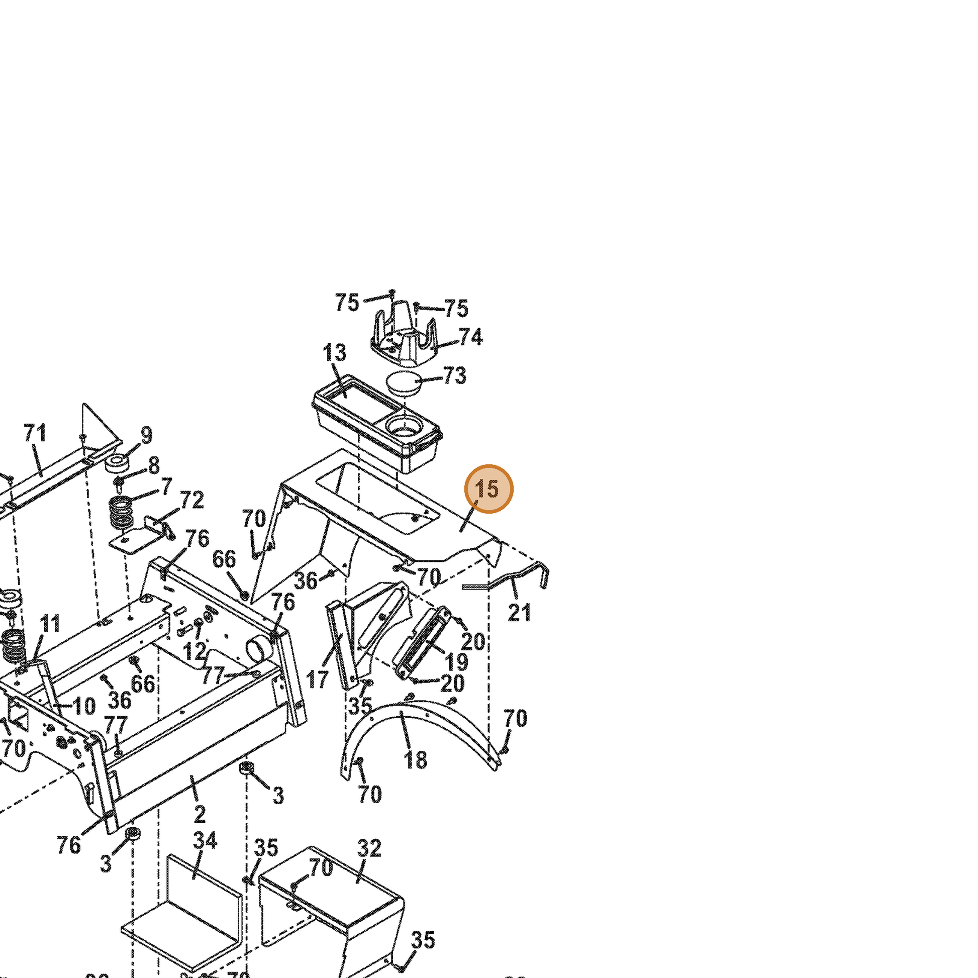Grasshopper part 693219 — IPL diagram snippet (6x zoom, amber highlight)