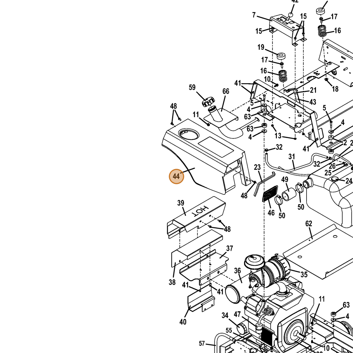 Grasshopper part 693228 — IPL diagram snippet (6x zoom, amber highlight)
