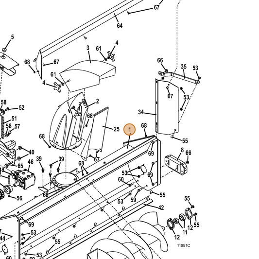 Grasshopper part 693296 — IPL diagram snippet (6x zoom, amber highlight)