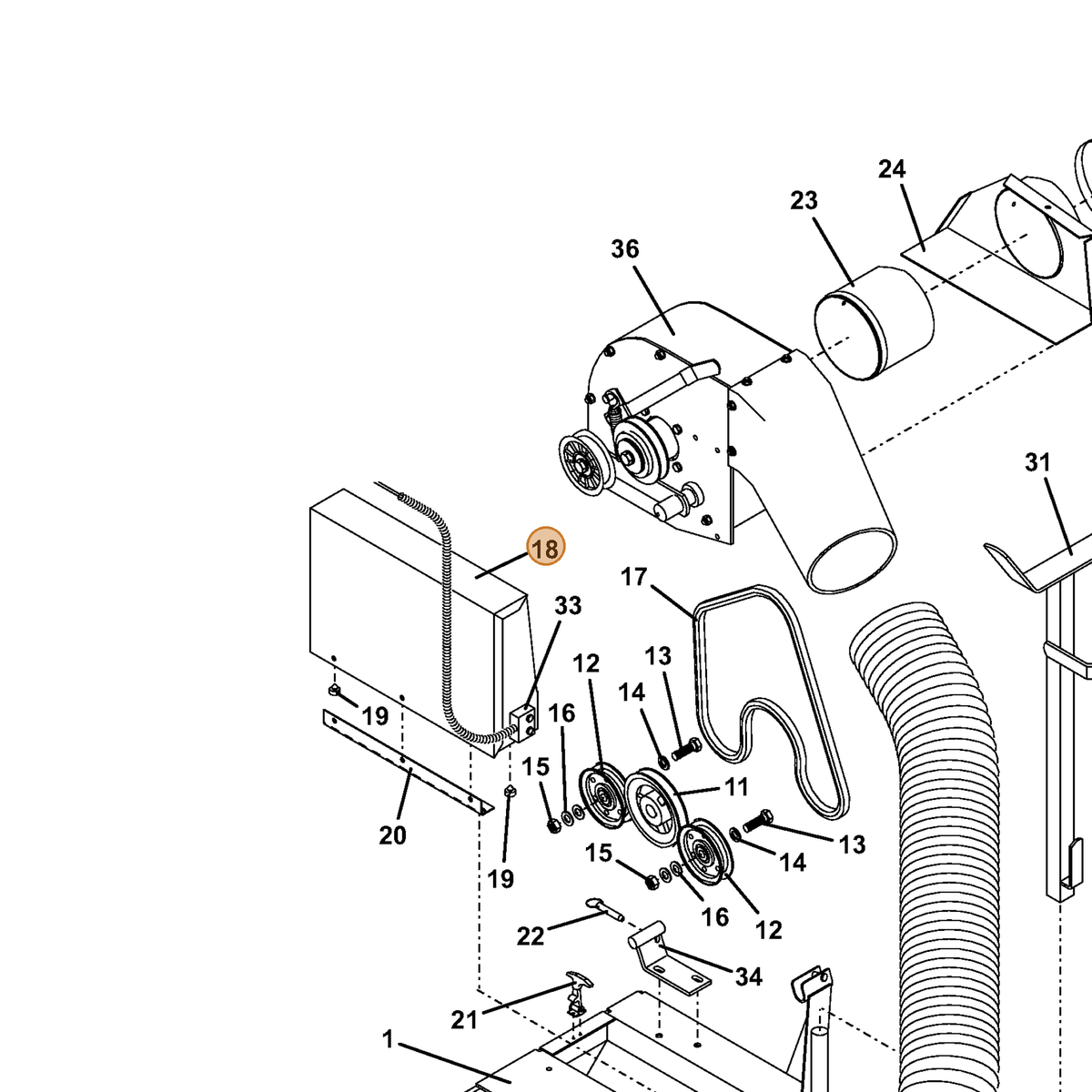 Grasshopper part 693740 — IPL diagram snippet (6x zoom, amber highlight)