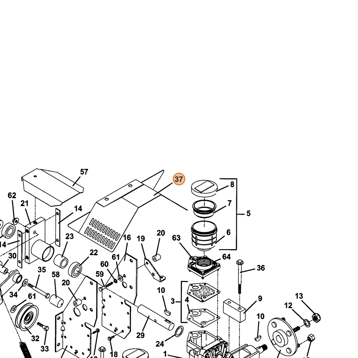 Grasshopper part 693778 — IPL diagram snippet (6x zoom, amber highlight)