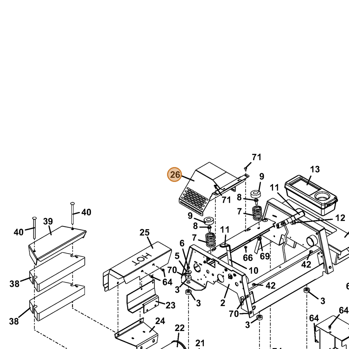 Grasshopper part 693781 — IPL diagram snippet (6x zoom, amber highlight)