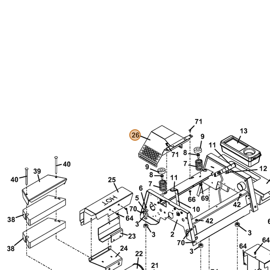 Grasshopper part 693781 — IPL diagram snippet (6x zoom, amber highlight)