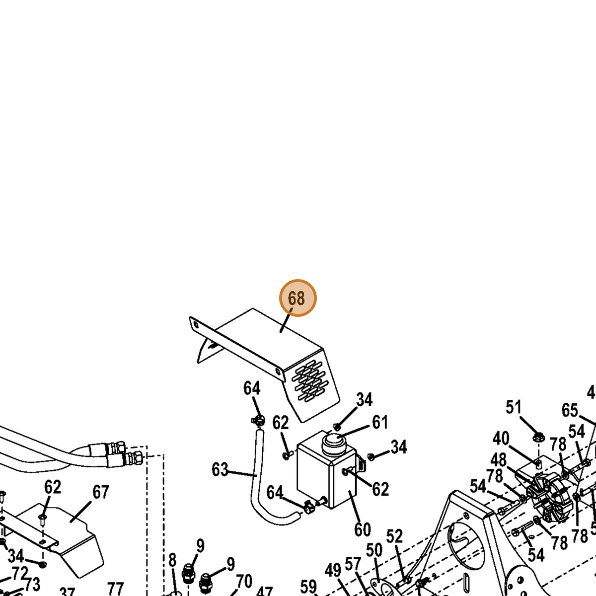 Grasshopper part 693784 — IPL diagram snippet (6x zoom, amber highlight)