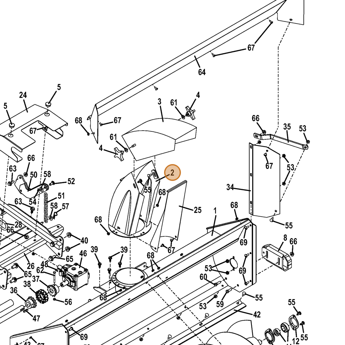 Grasshopper part 693788 — IPL diagram snippet (6x zoom, amber highlight)